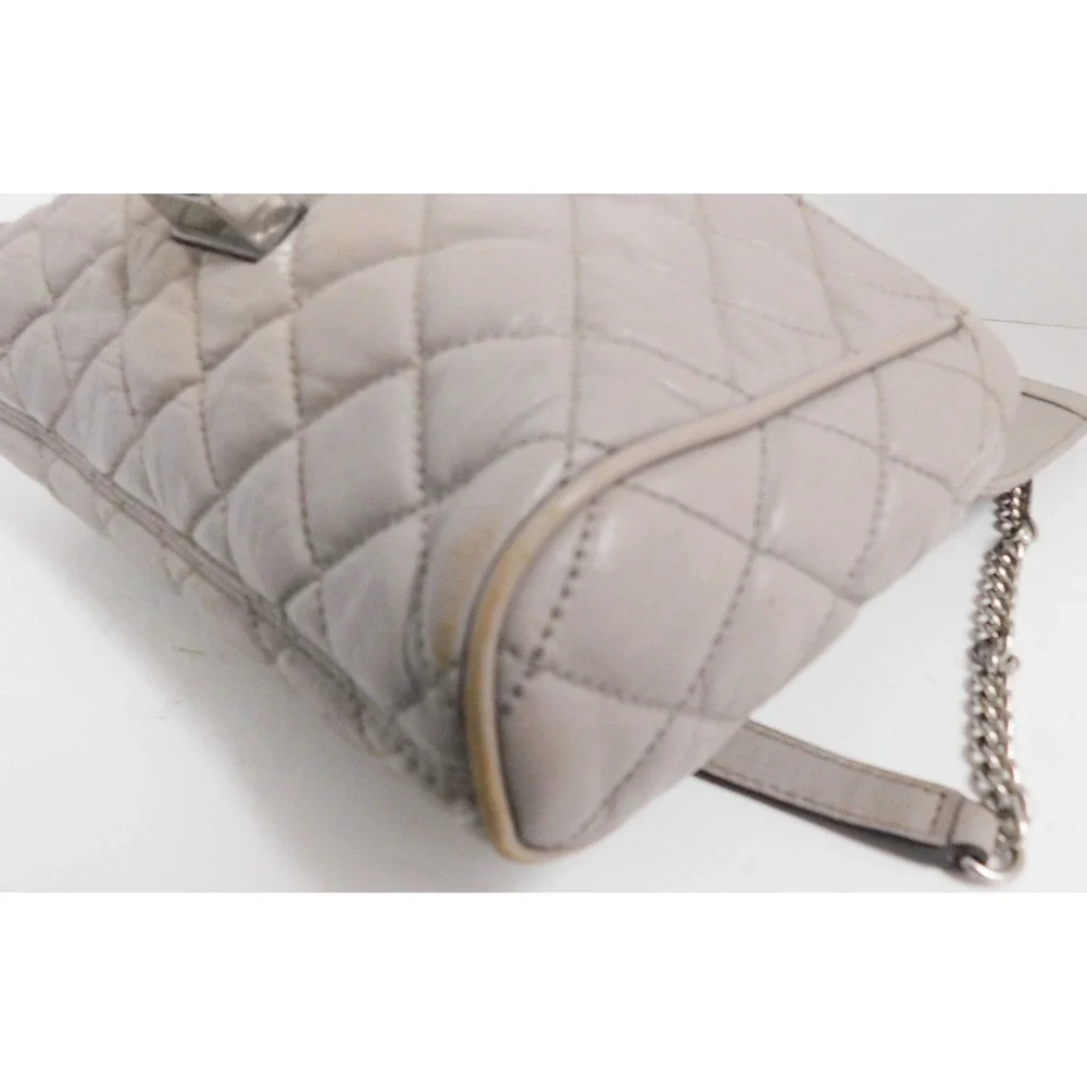 Michael Kors‎ Gray Quilted Leather Turn Lock Shoulder Crossbody Bag
